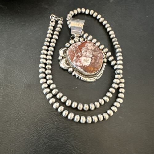 Navajo Wild Horse Turquoise Pendant Necklace | Sterling Silver | Authentic Native American Handmade | 17113