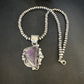 Navajo Purple Sugilite Pendant with Pearls | Sterling Silver Bead Necklace | Authentic Native American Handmade | 15412