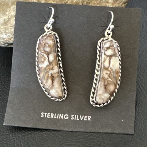 Navajo Wild Horse Turquoise Dangle Earrings | Sterling Silver | Authentic Native American Handmade | 16517