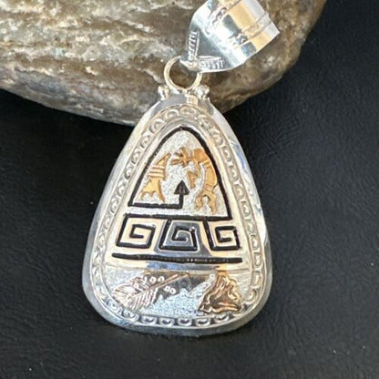 Hopi Gold Pendant | Sterling Silver | 12K GP | Authentic Native American Handmade | 15166