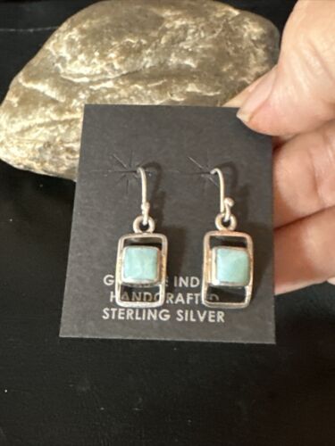 Navajo Blue Larimar Beads Dangle Earrings | Sterling Silver | Authentic Native American Handmade | 14928