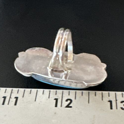 Women's Blue Kingman Turquoise Ring | Navajo Sterling Silver | Sz 7 | Authentic Native American Handmade | 15662