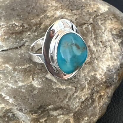 Navajo Blue Kingman Turquoise Ring | Sterling Silver | Sz 7 | Authentic Native American Handmade | 16592