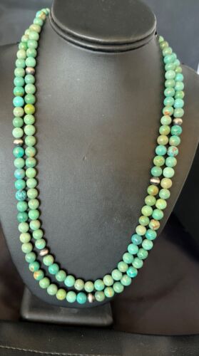 Royston Green Turquoise Necklace | Southwestern Sterling Silver | 22" | 17536
