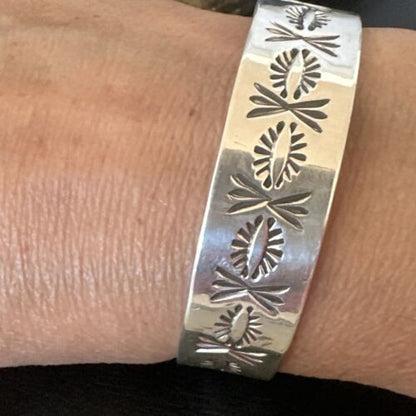 Navajo Stamped Cuff Bracelet | Sterling Silver | Authentic Native American Handmade | 16125