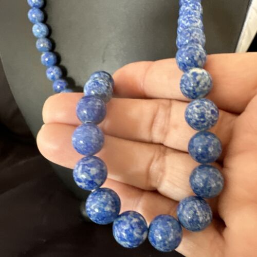 Navajo Blue Denim Lapis Graduated Necklace | Sterling Silver | Authentic Native American | 23" | 16549
