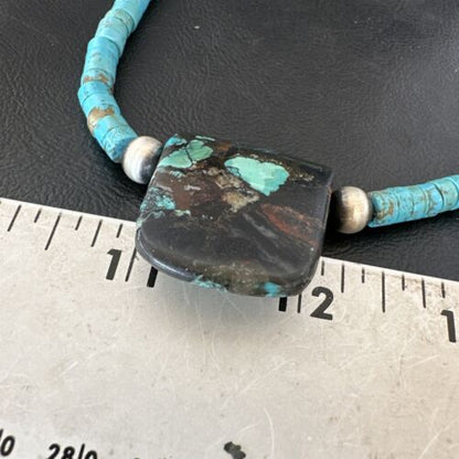 Navajo SpiderWeb Turquoise Heishi Pearls Necklace | Sterling Silver | 20" | Authentic Native American Handmade | 17032