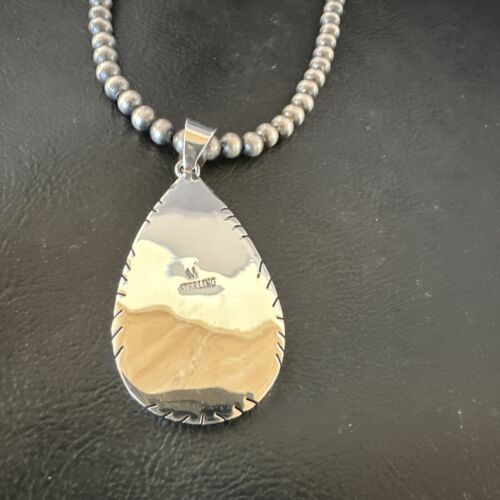 Men's and Women's Blue Fire Opal Inlay Pendant | Navajo Sterling Silver | Authentic Native American Handmade | 16481