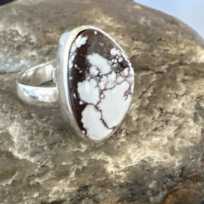 Men's & Women's Wild Horse Turquoise Ring | Navajo Sterling Silver | Sz 7 | Authentic Native American Handmade | 17287