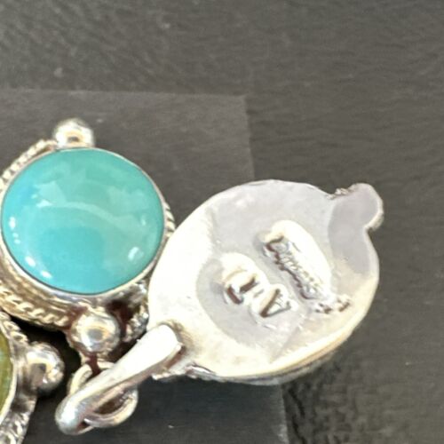 Navajo Blue Green Turquoise Dangle Earrings | Sterling Silver | 1.5" | Authentic Native American Handmade | 17387