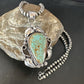 Navajo Blue Turquoise #8 Pendant | Sterling Silver Necklace with Pearls | Authentic Native American Handmade | 15901