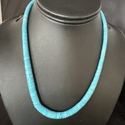 Robin's Egg Blue Turquoise Heishi Necklace | 18" | Sterling Silver | Authentic Native American Handmade | 14932