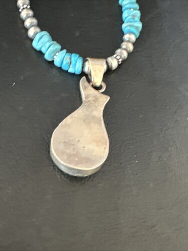 Navajo Kingman Turquoise Pendant Necklace | Sterling Silver | Native American Handmade | 14831