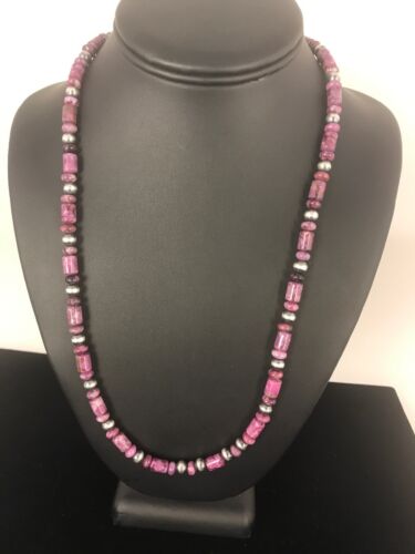 Southwestern Natural Purple Sugilite Bead Necklace | Sterling Silver | 23" | 17485