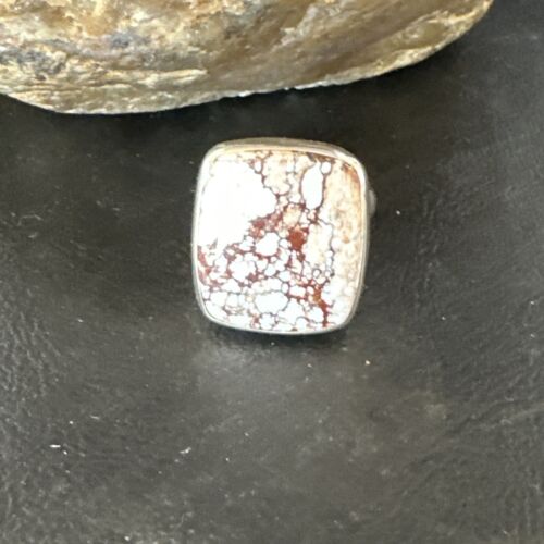 Navajo Wild Horse Turquoise Ring | Sterling Silver | Sz 8 Adjustable | Authentic Native American Handmade | 15556
