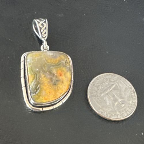 Navajo Bumblebee Jasper Pendant Necklace | Sterling Silver | Authentic Native American Handmade | 15963