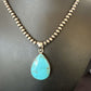 Blue Kingman Turquoise Pendant | Navajo Pearls | Sterling Silver Necklace 20" | 16672