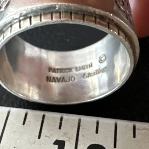 Navajo Coral Inlay Ring | Sterling Silver | Sz 11 | Authentic Native American Handmade | 15912