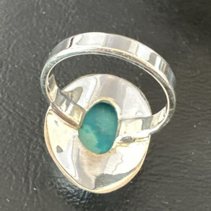 Navajo Blue Kingman Turquoise Ring | Sterling Silver | Sz 10 | Authentic Native American Handmade | 16583
