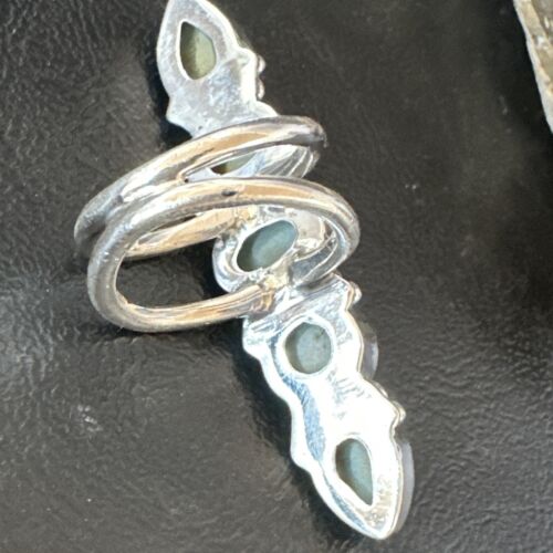 Navajo Women's Cluster Blue Larimar Ring | Authentic Native American Sterling Silver | Multi-Stone | Sz 7.5 | 16150