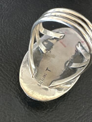 White Buffalo Turquoise Navajo Ring | Sterling Silver | Sz 11 | Authentic Native American Handmade | 16389