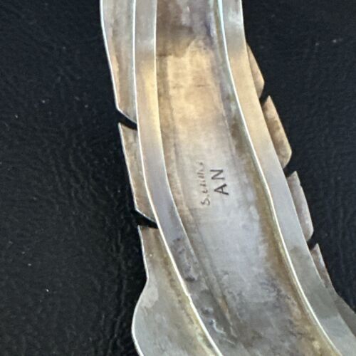 Navajo Sterling Silver Bracelet with Blue Fire Opal Inlay | 7" | Authentic Native American Handmade | 15070