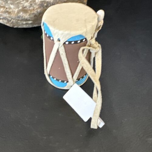 Handmade Miniature Leather Drum Car Charm | 2" Mirror Dangler | 8931