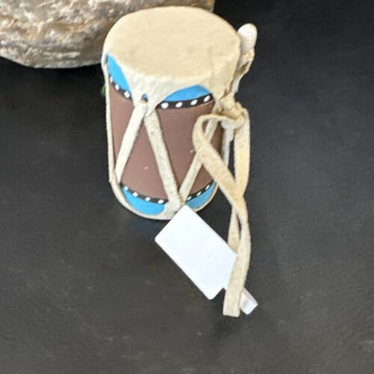 Handmade Miniature Leather Drum Car Charm | 2" Mirror Dangler | 8931