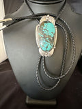 Men's Blue Spiderweb Turquoise Bolo Tie | Navajo Sterling Silver | Authentic Native American Handmade | 15010