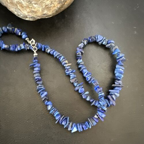 Men's Women's Lapis Lazuli Necklace | Navajo Sterling Silver | 20" | Authentic Native American Handmade | 17379