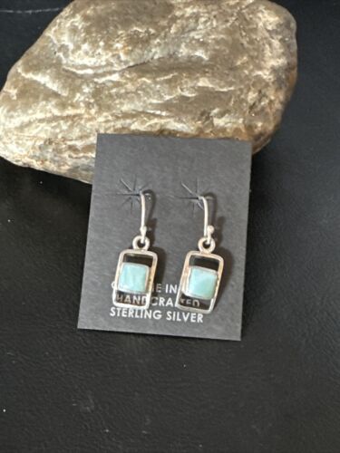 Navajo Blue Larimar Beads Dangle Earrings | Sterling Silver | Authentic Native American Handmade | 14928