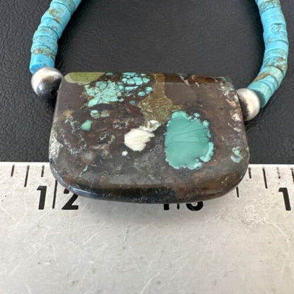 Navajo SpiderWeb Turquoise Heishi Pearls Necklace | Sterling Silver | 20" | Authentic Native American Handmade | 17035