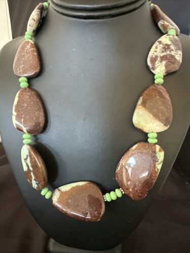 Navajo Men's Green Chrysoprase & Howlite Necklace | Sterling Silver | 20" | Authentic Native American Handmade | 16820