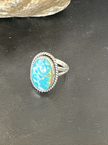 Navajo Sterling Silver Blue Kingman Turquoise Ring | Sz 11.5 | Authentic Native American Handmade | 15913