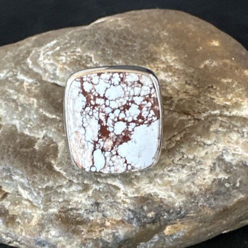 Navajo Wild Horse Turquoise Ring | Sterling Silver | Sz 8 Adjustable | Authentic Native American Handmade | 15556