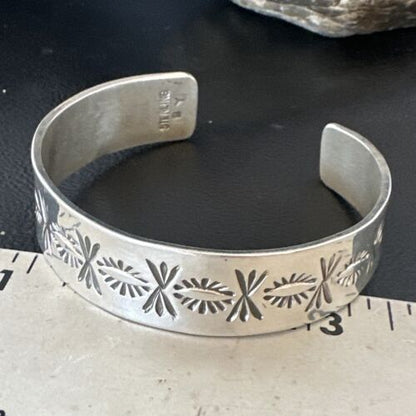 Navajo Stamped Cuff Bracelet | Sterling Silver | Authentic Native American Handmade | 16125