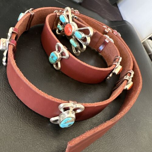 Men's Turquoise Spiny Oyster Concho Belt | Sterling Silver Navajo Tufa | Authentic Native American Handmade | 16680