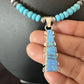 Navajo Men's Blue Turquoise Opal Pendant Necklace | Sterling Silver | 16039