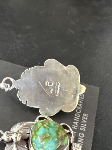 Navajo Green Sonoran Gold Turquoise Dangle Earrings | Sterling Silver | Authentic Native American Handmade | 14914