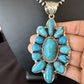 Navajo Blue Kingman Turquoise Cluster Pendant | Sterling Silver | Authentic Native American Handmade | 15447