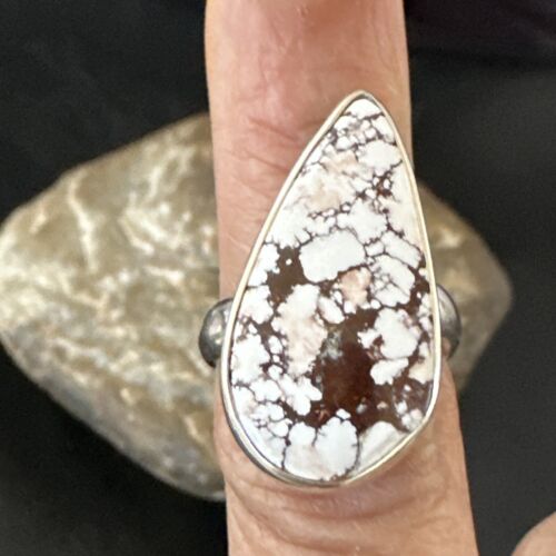 Navajo Wild Horse Turquoise Ring | Sterling Silver | Sz 7 | Authentic Native American Handmade | 17366