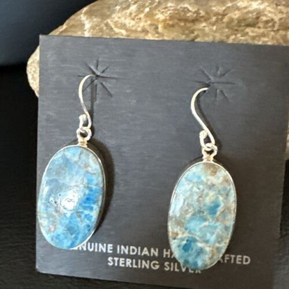 Blue Denim Lapis Dangle Earrings | Sterling Silver | 1" | 15792