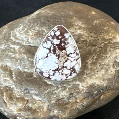 Women's Wild Horse Turquoise Ring | Navajo Sterling Silver | Sz 7 Adjustable | Authentic Native American Handmade | 15551