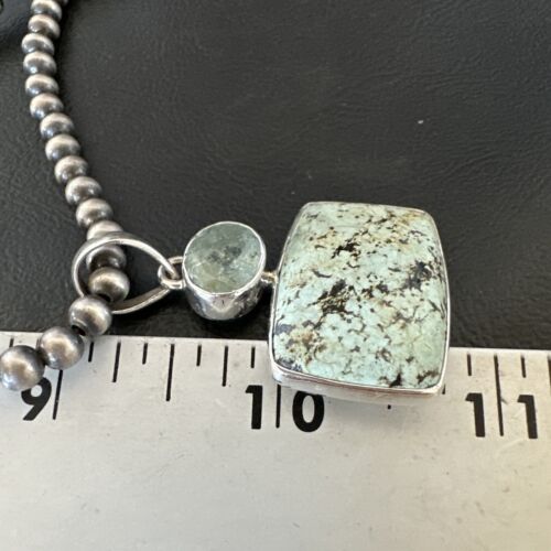 Navajo Women's Dry Creek Turquoise Topaz Pendant Necklace | Sterling Silver | 16312