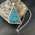 Men's Navajo Blue Spiderweb Turquoise Pendant Necklace | Sterling Silver | Authentic Native American Handmade | 16214