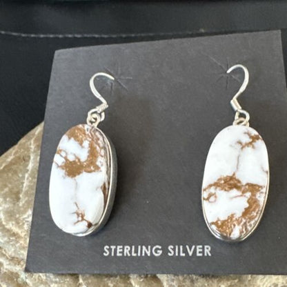 Navajo Wild Horse Turquoise Dangle Earrings | Sterling Silver | Authentic Native American Handmade | 15743