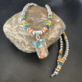 Navajo Spiny Oyster Turquoise Lapis Pendant Necklace | Sterling Silver | 21" | Authentic Native American Handmade | 16630