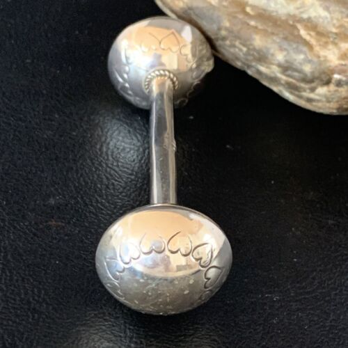 Navajo Baby Rattle | Handmade Sterling Silver Stamped | Native American | 3" | 16961