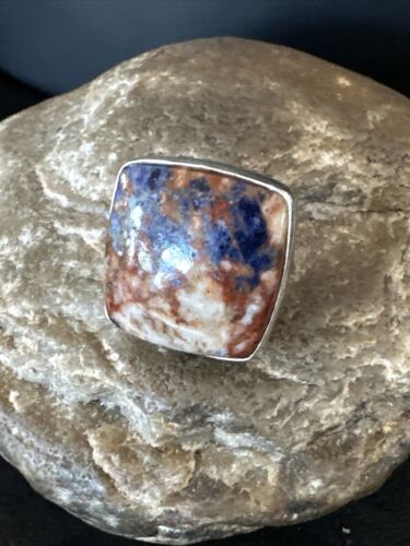 Navajo Blue Lapis Square Ring | Sterling Silver | Sz 6 | Authentic Native American Handmade | 16434
