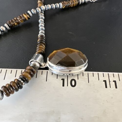 Southwestern Coffee Brown Tiger's Eye Pendant Necklace | Sterling Silver | 16" | 16368